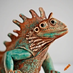 Image prompt: iguana made of ceramic